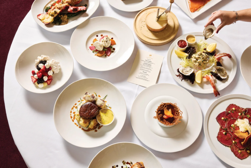 Elegant dining spread with gourmet dishes.
